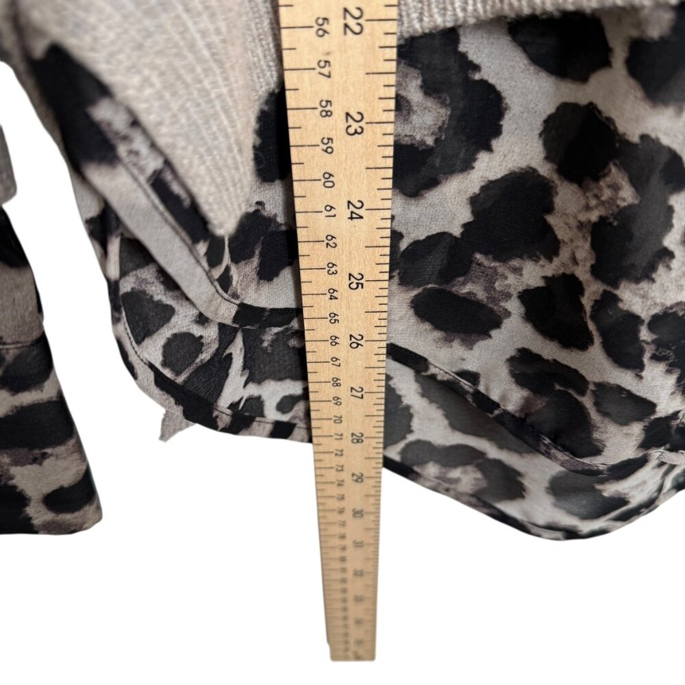 Brochu Walker The Looker Combo Sweater XS Gray Animal Print Wool Cashmere Preppy - Picture 9 of 11